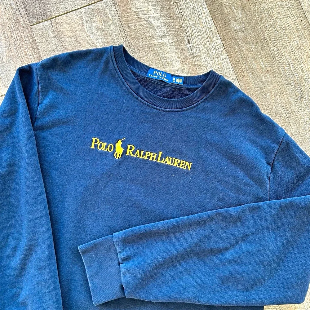 Polo Ralph Lauren Sweatshirt Mens XL Navy Blue Embroidered Spellout Pony Logo